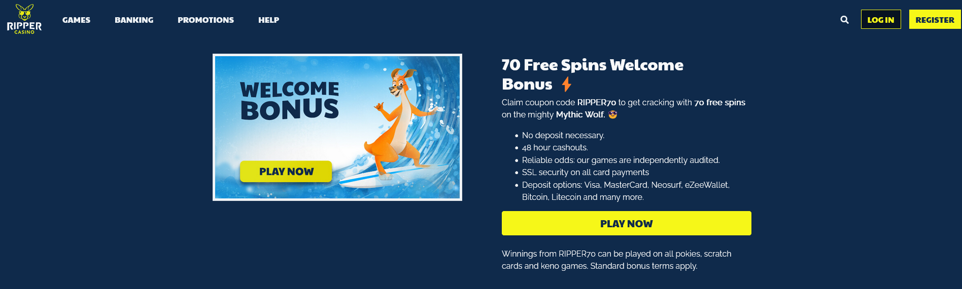 Ripper Casino 70 Free
                                            Spins