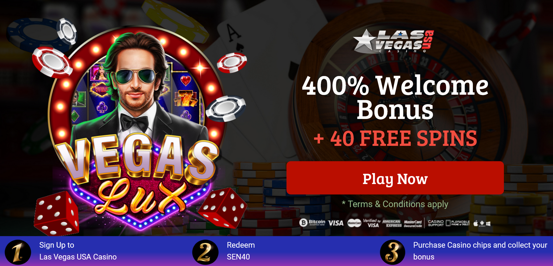 400% WELCOME BONUS | + 40 FREE
SPINS 400%
WELCOME BONUS | + 40 FREE SPINS