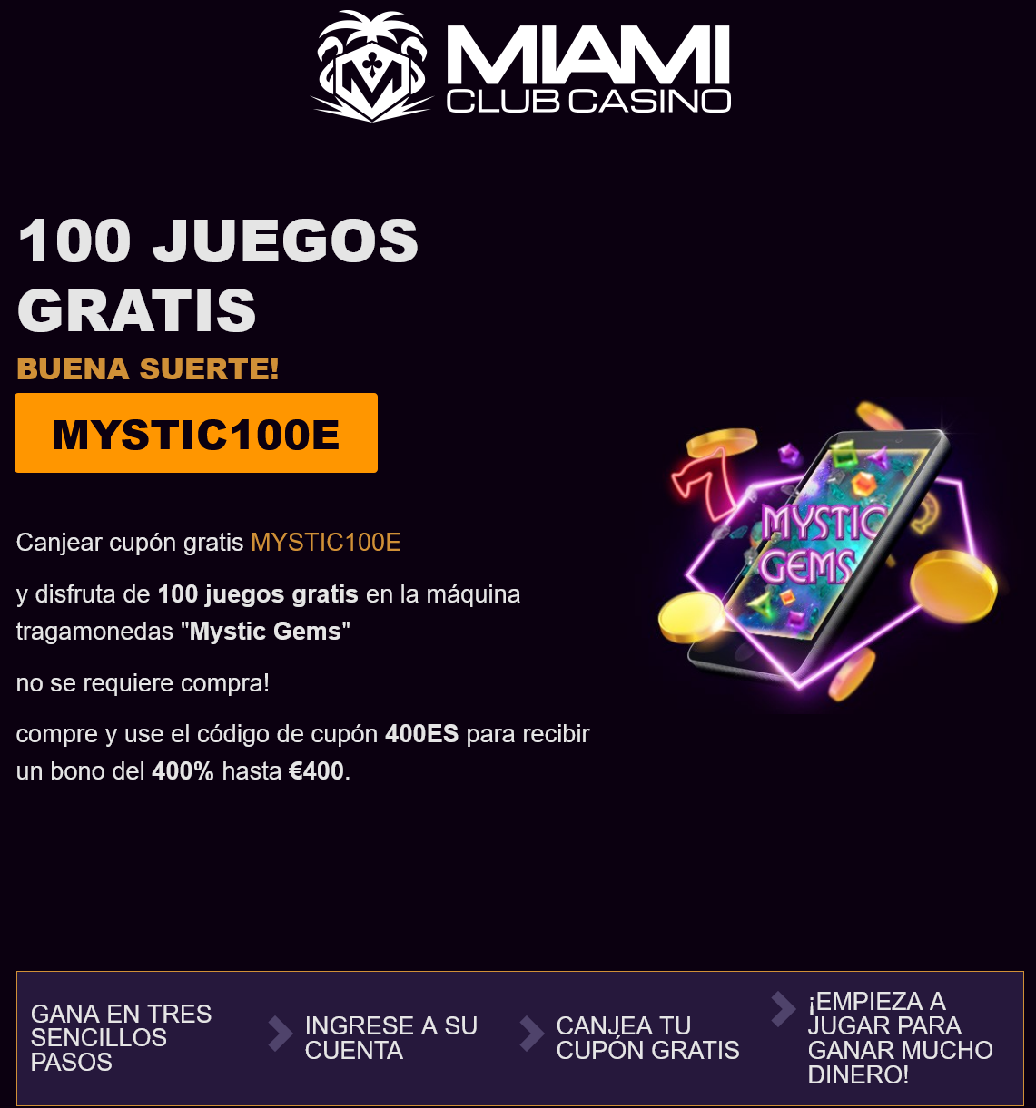 Miami Club 100 Free
                                          Spins